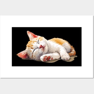 sleeping cat Posters and Art